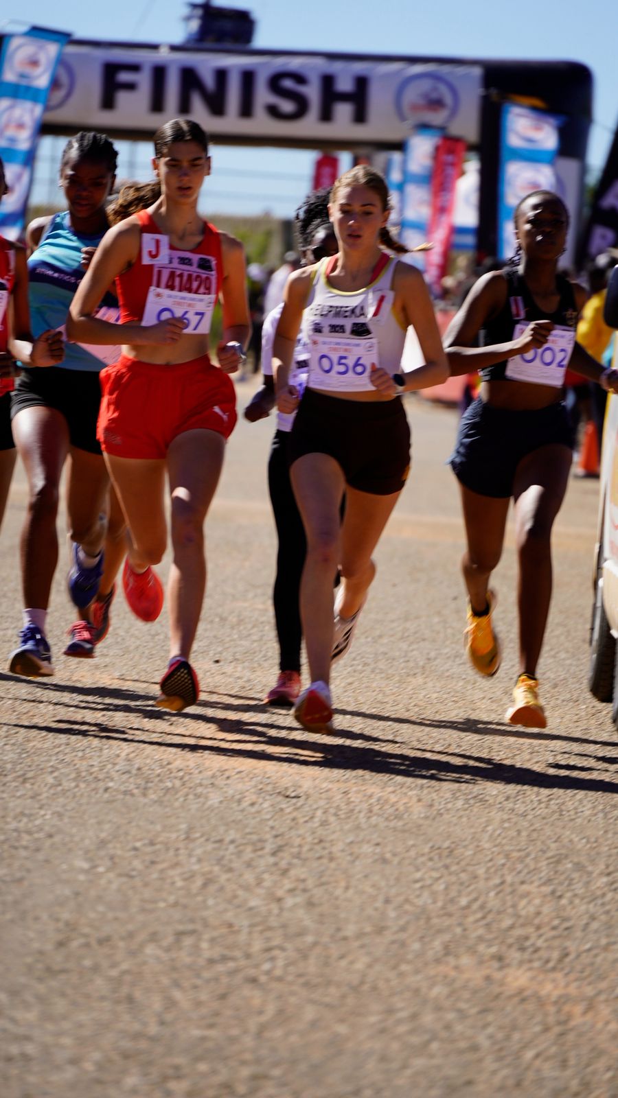 Athletes approaching the race finish